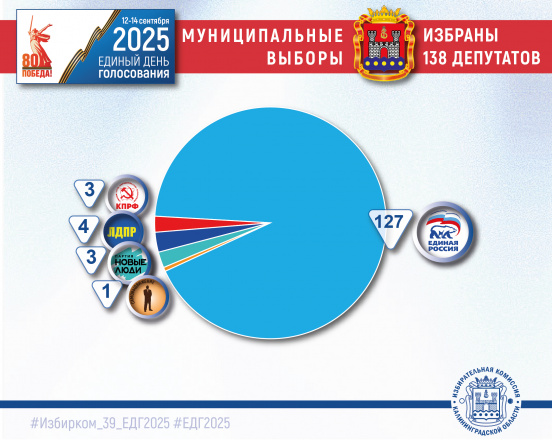 На муниципальных выборах ЕДГ-2025 победили кандидаты, выдвинутые четырьмя партиями